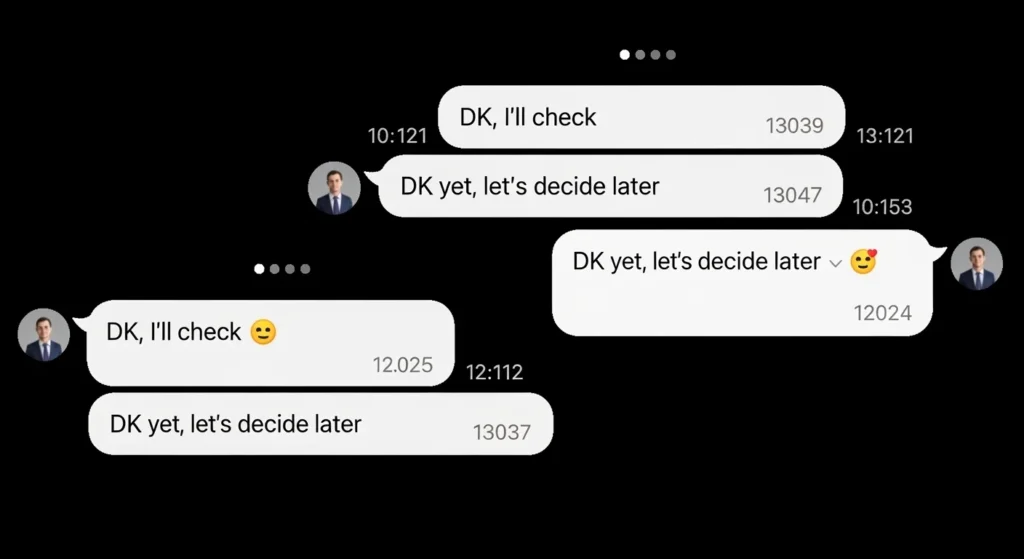 Examples of DK Meaning in Text in Sentences
