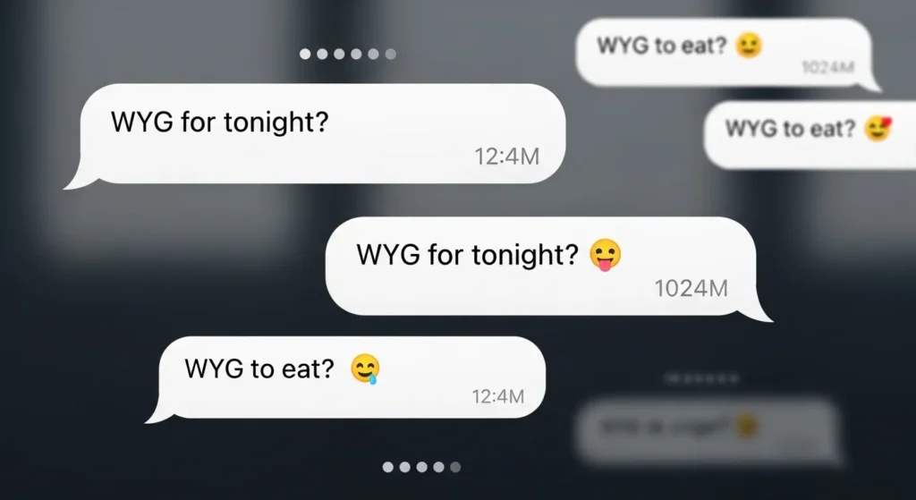 Examples of WYG Meaning in Text in Sentences