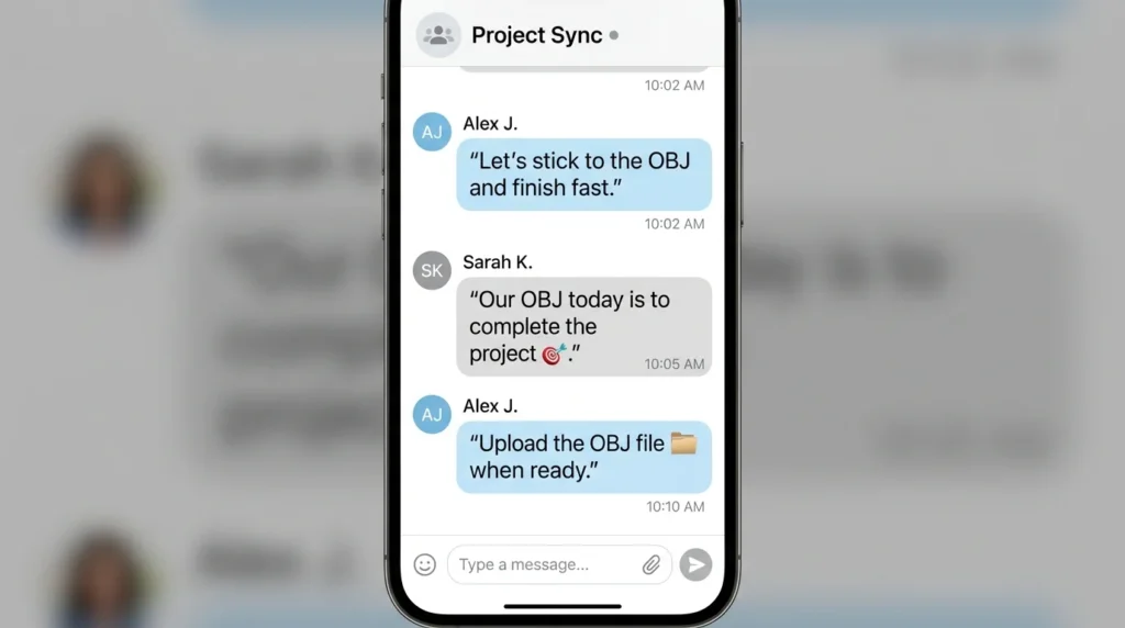 Examples of OBJ Meaning in Text in Sentences
