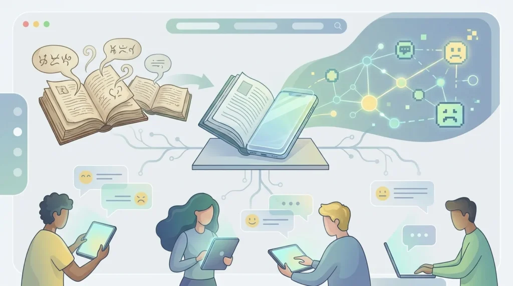 Illustration showing how internet slang changes modern digital communication