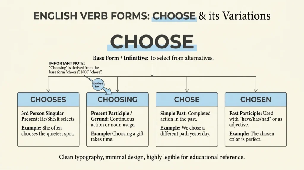 Choosing vs. Choose vs. Chose vs. Chosen