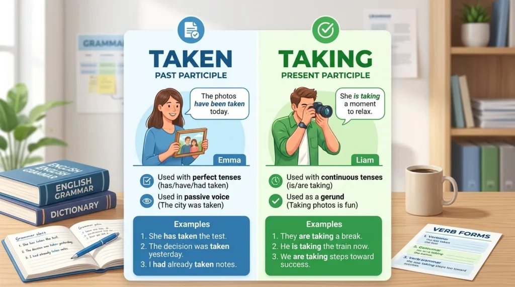 Taken vs Taking